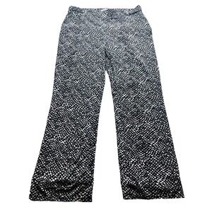 Womens Retrology Pull On Black White Dress Pants‎ Silver Hardware Career Large